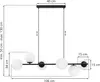 A diagram of a black chandelier with white glass shades, showing dimensions. Náhled obrázku produktu