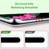 A close-up of a phone screen protector with a floral image, showing a comparison between the product's coverage and that of competitors. Produktbild-Vorschau