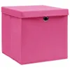 vidaXL Scatole con coperchio 4 pezzi 28x28x28 cm Rosa Anteprima dell’immagine prodotto 1