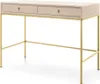 Schminktisch/Sekretär in beige, Fußgestell goldfarben, Produktbild-Vorschau 1