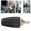 Collage of four images showing pressure washing in different scenarios, and a close-up of a pressure washer nozzle. Náhľad obrázku produktu