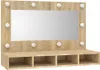 A vanity mirror with LED lights and storage shelves. Náhľad obrázku produktu