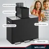WELLGRO Treteimer 3x15L Schwarz – Edelstahl mit Softclose & Produktbild-Vorschau 4