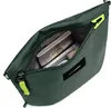 A dark green pouch bag with its zipper partially open, revealing a passport and a smartphone inside. Produktbild-Vorschau