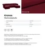 A close-up image of a maroon tufted sofa and a swatch of maroon fabric labeled 'Kronos 02', accompanied by a product information table and descriptive text. Náhled obrázku produktu