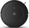A top-down view of a black, round robot vacuum cleaner. Podgląd zdjęcia produktu