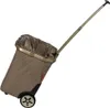 A brown quilted shopping trolley with a telescopic handle and wheels, shown against a white background. Voir les images du produit