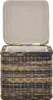 An open wicker storage chest with a lined lid. Produktbild-Vorschau