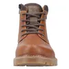A close-up, front-facing view of a brown leather boot. Produktbild-Vorschau