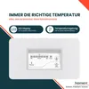A marketing image for a homeX freezer, showcasing its control panel and highlighting features like LED display and temperature control. Produktbild-Vorschau