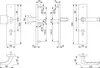Technical drawing with dimensions of a door handle set. Náhled obrázku produktu