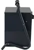 Side view of a dark gray portable heater with a handle and stand. Produktbild-Vorschau