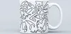 A white mug with a black outline pattern of race tracks. Náhled obrázku produktu