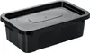 A black plastic food storage container with a lid. Anteprima dell’immagine prodotto