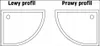 Two diagrams of shower cabin profiles, labeled 'Lewy profil' (Left profile) and 'Prawy profil' (Right profile). Náhľad obrázku produktu