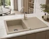 Granitspüle 76x44 cm mit Beige Armatur – Küchenspüle aus Produktbild-Vorschau 3