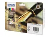 A multipack of Epson ink cartridges in its retail packaging, featuring a close-up of a fountain pen. Produktbild-Vorschau
