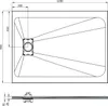 Technical drawing of a shower tray with dimensions and details. Produktbild-Vorschau