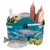 A picnic basket filled with food and drink, placed on a white background. Produktbild-Vorschau