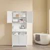 SoBuy Wäscheschrank BZR215-W mit offenen Türen und sichtbarem Inhalt im Badezimmer Podgląd zdjęcia produktu