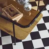 Tavolino vintage in metallo nero con piano in vetro, Anteprima dell’immagine prodotto 4