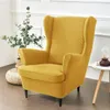 Stretch Wingback křeslo, 2dílné, jednobarevné, žluté, Náhled obrázku produktu 1