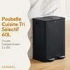 CASABEL Poubelle Tri Selectif 60L, 2x30L Acier INOX NOIRE, Voir les images du produit 2