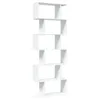 A tall, white, zig-zag bookshelf with six shelves against a white background. Náhled obrázku produktu
