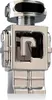 A silver robot-shaped perfume bottle. Voir les images du produit
