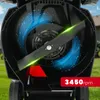 Close-up view of a lawnmower's cutting mechanism with airflow visualization. Produktbild-Vorschau