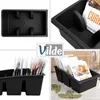A collage of four images showing a black spice organizer from different angles, some with spice packets inside. Náhľad obrázku produktu
