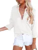 ASKSA Dámská saténová halenka Elegantní košile s výstřihem Náhled obrázku produktu 2