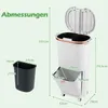COSTWAY Mülleimer Küche, Mülltrennsystem, 12L Inneneimer & Produktbild-Vorschau 3