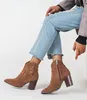 ASKSA Damen Absatz Plateau Vintage Schnalle Wildleder Produktbild-Vorschau 4