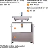 A diagram showing the dimensions of a bathroom vanity with a sink. Produktbild-Vorschau
