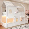 Flieks Etagenbett 90x200cm mit Led, Kinderbett Hausbett mit Produktbild-Vorschau 3