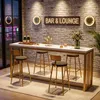 180 cm lang, barkruk, bartafel in wit en goud, hoge bar Productafbeelding-voorbeeld 9