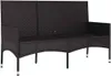 vidaXL Záhradná lavica 3-sed s vankúšom Black Poly Rattan Náhľad obrázku produktu 4