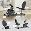 A collage of two images showing a black and gray magnetic exercise bike from different angles, with dimensions indicated. Produktbild-Vorschau