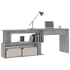 A concrete-effect corner desk with a bookshelf unit and storage boxes. Podgląd zdjęcia produktu