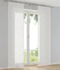 A window with sheer curtains and a view of greenery outside. Produktbild-Vorschau