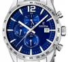 Close-up of a blue Festina chronograph watch with silver accents. Produktbild-Vorschau
