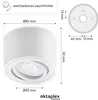 Diagram and image of a white ceiling light with dimensions. Produktbild-Vorschau
