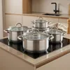 8-teiliges Topfset aus Edelstahl mit Glasdeckeln – 3L, 4L, Produktbild-Vorschau 2