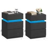 Two modern black nightstands with blue LED lighting. Náhled obrázku produktu