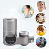 A collage of images showing a water filter, people drinking water, a dog drinking water, coffee being brewed, and fruits and vegetables being washed. Produktbild-Vorschau
