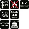 NEO TOOLS Nylonové stahovací pásky bílá sada 50 kusů 450 mm Náhled obrázku produktu 2