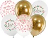6 ballons Love fleurs mariage blanc rose or Voir les images du produit 1