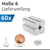 ECENCE Magneti al neodimio 60 pz - Super magneti rotondi - Anteprima dell’immagine prodotto 4