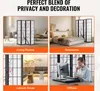 Collage of four images showing a folding room divider in different settings: living room, bedroom, leisure area, and office. Voir les images du produit